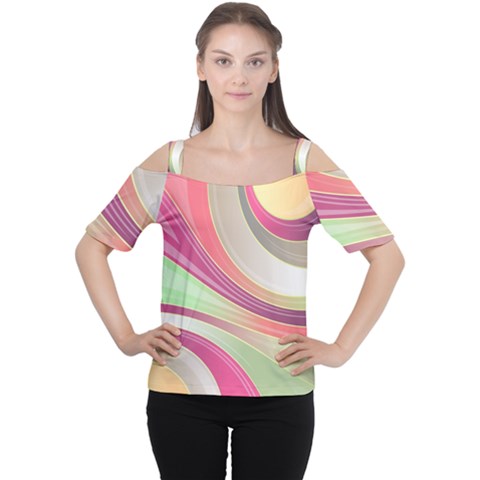 Abstract Colorful Background Wavy Cutout Shoulder T-shirt by Amaryn4rt