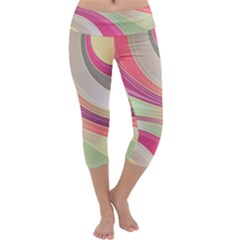 Abstract Colorful Background Wavy Capri Yoga Leggings by Amaryn4rt