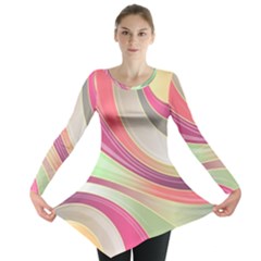 Abstract Colorful Background Wavy Long Sleeve Tunic  by Amaryn4rt