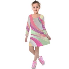 Abstract Colorful Background Wavy Kids  Long Sleeve Velvet Dress by Amaryn4rt