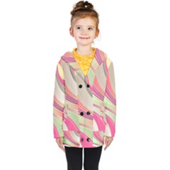 Abstract Colorful Background Wavy Kids  Double Breasted Button Coat by Amaryn4rt