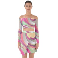 Abstract Colorful Background Wavy Off Shoulder Top With Skirt Set by Amaryn4rt