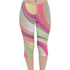 Abstract Colorful Background Wavy Velvet Capri Leggings  by Amaryn4rt