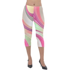 Abstract Colorful Background Wavy Lightweight Velour Capri Leggings  by Amaryn4rt