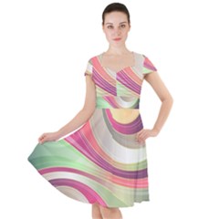 Abstract Colorful Background Wavy Cap Sleeve Midi Dress by Amaryn4rt