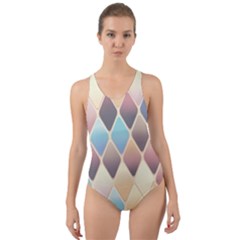 Abstract Colorful Diamond Background Tile Cut-out Back One Piece Swimsuit by Amaryn4rt