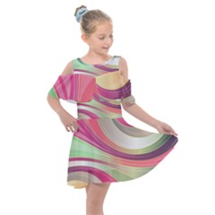 Abstract Colorful Background Wavy Kids  Shoulder Cutout Chiffon Dress by Amaryn4rt