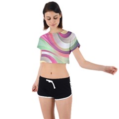 Abstract Colorful Background Wavy Tie Back Short Sleeve Crop T-shirt by Amaryn4rt