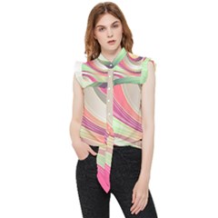 Abstract Colorful Background Wavy Frill Detail Shirt by Amaryn4rt