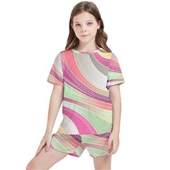 Abstract Colorful Background Wavy Kids  T-shirt And Sports Shorts Set by Amaryn4rt