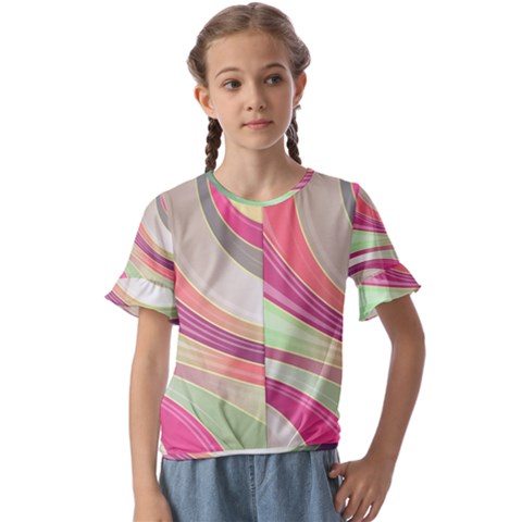 Abstract Colorful Background Wavy Kids  Cuff Sleeve Scrunch Bottom T-shirt by Amaryn4rt