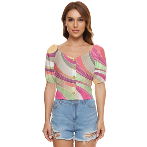 Abstract Colorful Background Wavy Button Up Blouse by Amaryn4rt