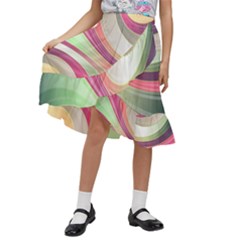 Abstract Colorful Background Wavy Kids  Ruffle Flared Wrap Midi Skirt by Amaryn4rt