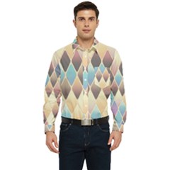 Abstract Colorful Diamond Background Tile Men s Long Sleeve Pocket Shirt  by Amaryn4rt