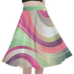 Abstract Colorful Background Wavy A-line Full Circle Midi Skirt With Pocket by Amaryn4rt