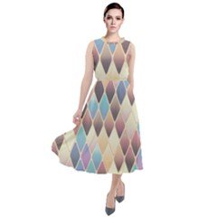 Abstract Colorful Diamond Background Tile Round Neck Boho Dress by Amaryn4rt