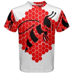 Bee Logo Honeycomb Red Wasp Honey Men s Cotton T-shirt by Amaryn4rt