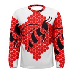 Bee Logo Honeycomb Red Wasp Honey Men s Long Sleeve T-shirt by Amaryn4rt