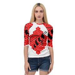 Bee Logo Honeycomb Red Wasp Honey Quarter Sleeve Raglan T-shirt