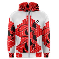 Bee Logo Honeycomb Red Wasp Honey Men s Zipper Hoodie by Amaryn4rt