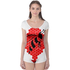 Bee Logo Honeycomb Red Wasp Honey Boyleg Leotard  by Amaryn4rt