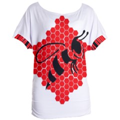 Bee Logo Honeycomb Red Wasp Honey Women s Oversized T-shirt by Amaryn4rt