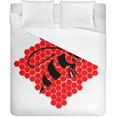 Bee Logo Honeycomb Red Wasp Honey Duvet Cover (california King Size) by Amaryn4rt