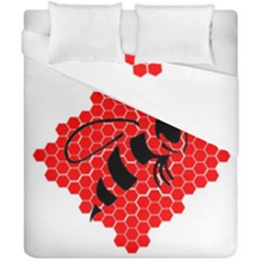 Bee Logo Honeycomb Red Wasp Honey Duvet Cover Double Side (california King Size) by Amaryn4rt