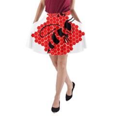 Bee Logo Honeycomb Red Wasp Honey A-line Pocket Skirt by Amaryn4rt