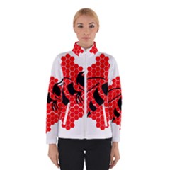 Bee Logo Honeycomb Red Wasp Honey Women s Bomber Jacket by Amaryn4rt