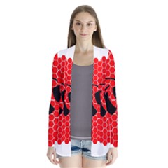 Bee Logo Honeycomb Red Wasp Honey Drape Collar Cardigan by Amaryn4rt