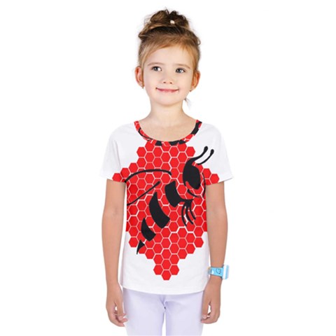 Bee Logo Honeycomb Red Wasp Honey Kids  One Piece T-shirt by Amaryn4rt