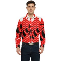 Bee Logo Honeycomb Red Wasp Honey Men s Long Sleeve  Shirt by Amaryn4rt