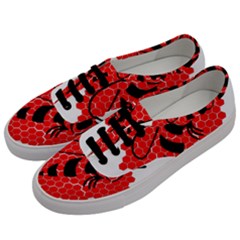 Bee Logo Honeycomb Red Wasp Honey Men s Classic Low Top Sneakers by Amaryn4rt