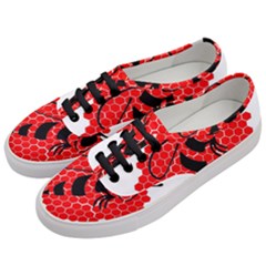 Bee Logo Honeycomb Red Wasp Honey Women s Classic Low Top Sneakers by Amaryn4rt