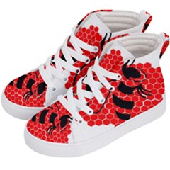 Bee Logo Honeycomb Red Wasp Honey Kids  Hi-top Skate Sneakers by Amaryn4rt