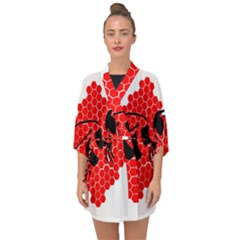 Bee Logo Honeycomb Red Wasp Honey Half Sleeve Chiffon Kimono by Amaryn4rt