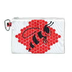 Bee Logo Honeycomb Red Wasp Honey Canvas Cosmetic Bag (large) by Amaryn4rt