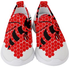 Bee Logo Honeycomb Red Wasp Honey Kids  Slip On Sneakers by Amaryn4rt