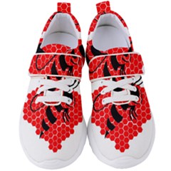 Bee Logo Honeycomb Red Wasp Honey Women s Velcro Strap Shoes by Amaryn4rt