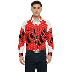 Bee Logo Honeycomb Red Wasp Honey Men s Long Sleeve Pocket Shirt  by Amaryn4rt