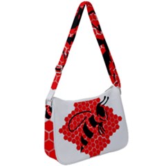 Bee Logo Honeycomb Red Wasp Honey Zip Up Shoulder Bag by Amaryn4rt