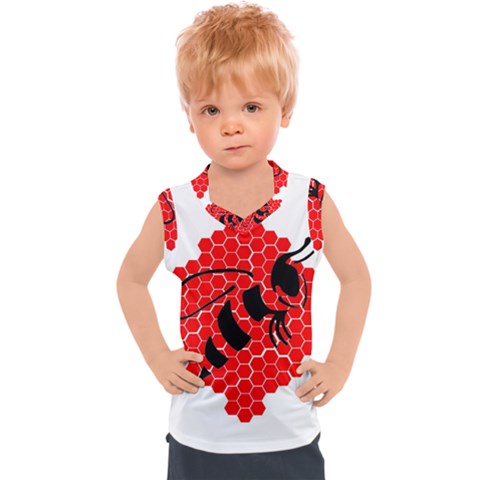 Bee Logo Honeycomb Red Wasp Honey Kids  Sport Tank Top by Amaryn4rt