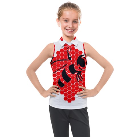 Bee Logo Honeycomb Red Wasp Honey Kids  Sleeveless Polo T-shirt by Amaryn4rt