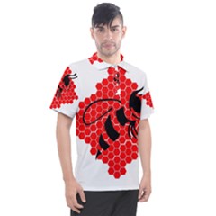 Bee Logo Honeycomb Red Wasp Honey Men s Polo T-shirt by Amaryn4rt