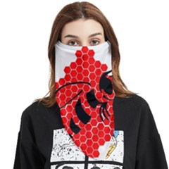 Bee Logo Honeycomb Red Wasp Honey Face Covering Bandana (triangle) by Amaryn4rt