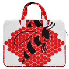 Bee Logo Honeycomb Red Wasp Honey Macbook Pro 13  Double Pocket Laptop Bag by Amaryn4rt