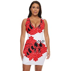 Bee Logo Honeycomb Red Wasp Honey Draped Bodycon Dress by Amaryn4rt