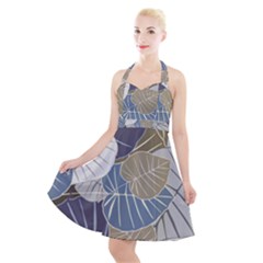 Ackground Leaves Desktop Halter Party Swing Dress  by Amaryn4rt