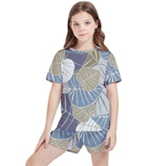 Ackground Leaves Desktop Kids  T-shirt And Sports Shorts Set by Amaryn4rt